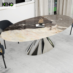 Foshan Luxury Furniture Silver Color Kitchen Dining Room Table