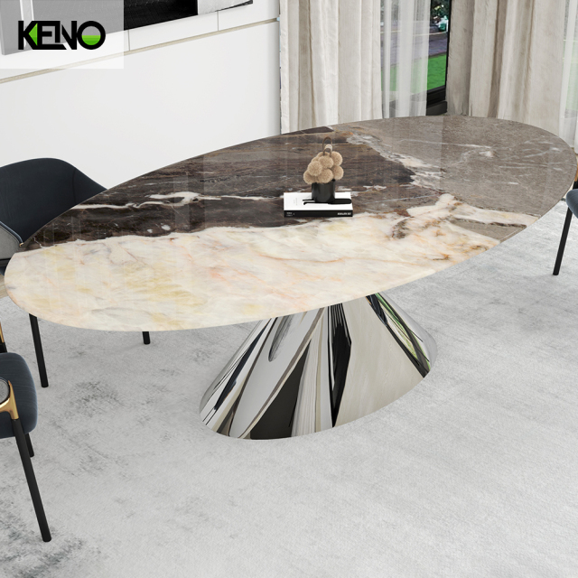Foshan Luxury Furniture Silver Color Kitchen Dining Room Table