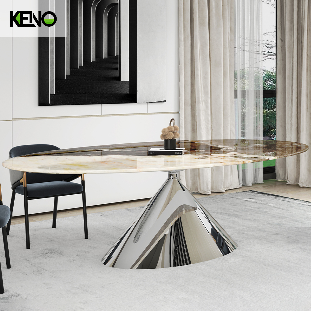 Foshan Luxury Furniture Silver Color Kitchen Dining Room Table