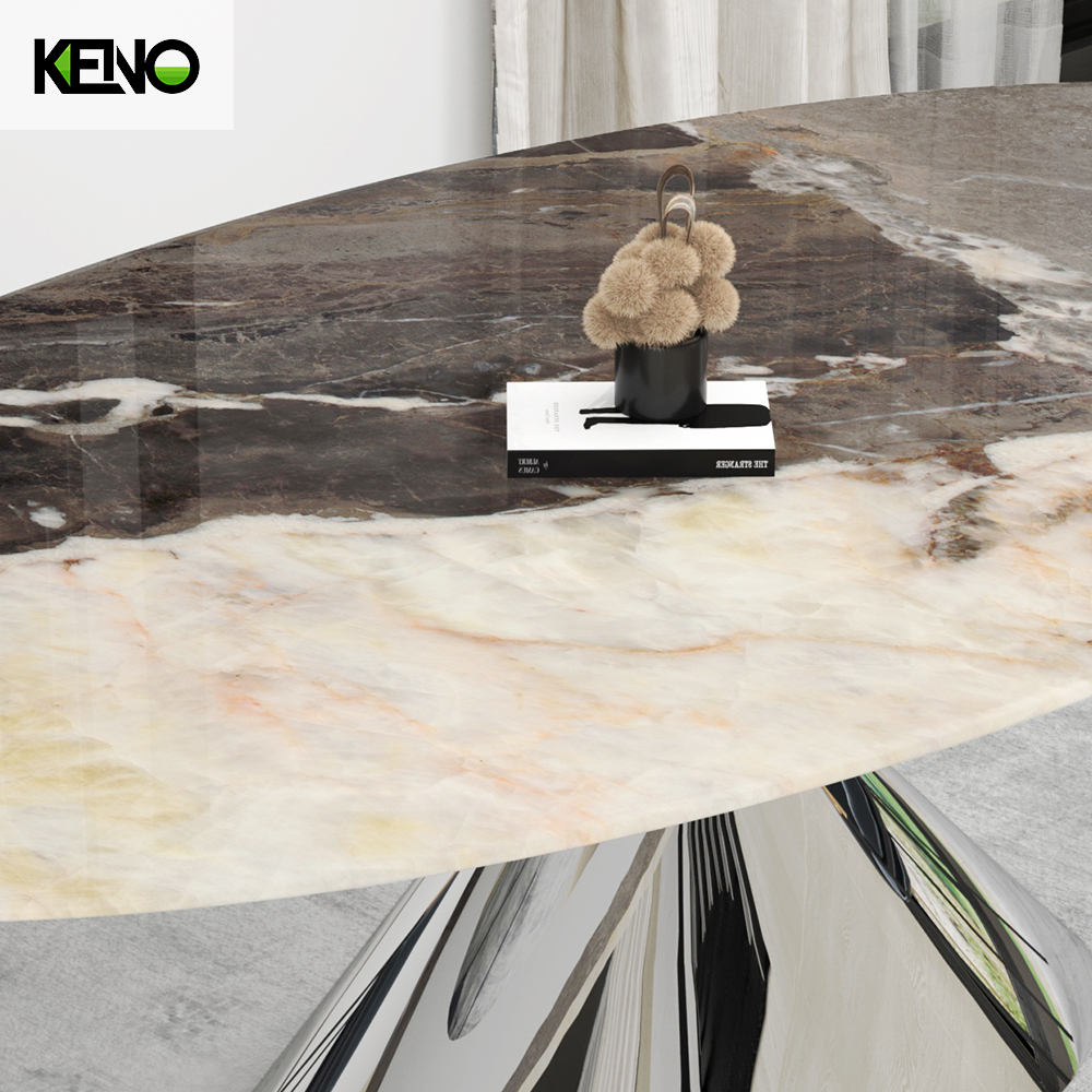 Foshan Luxury Furniture Silver Color Kitchen Dining Room Table