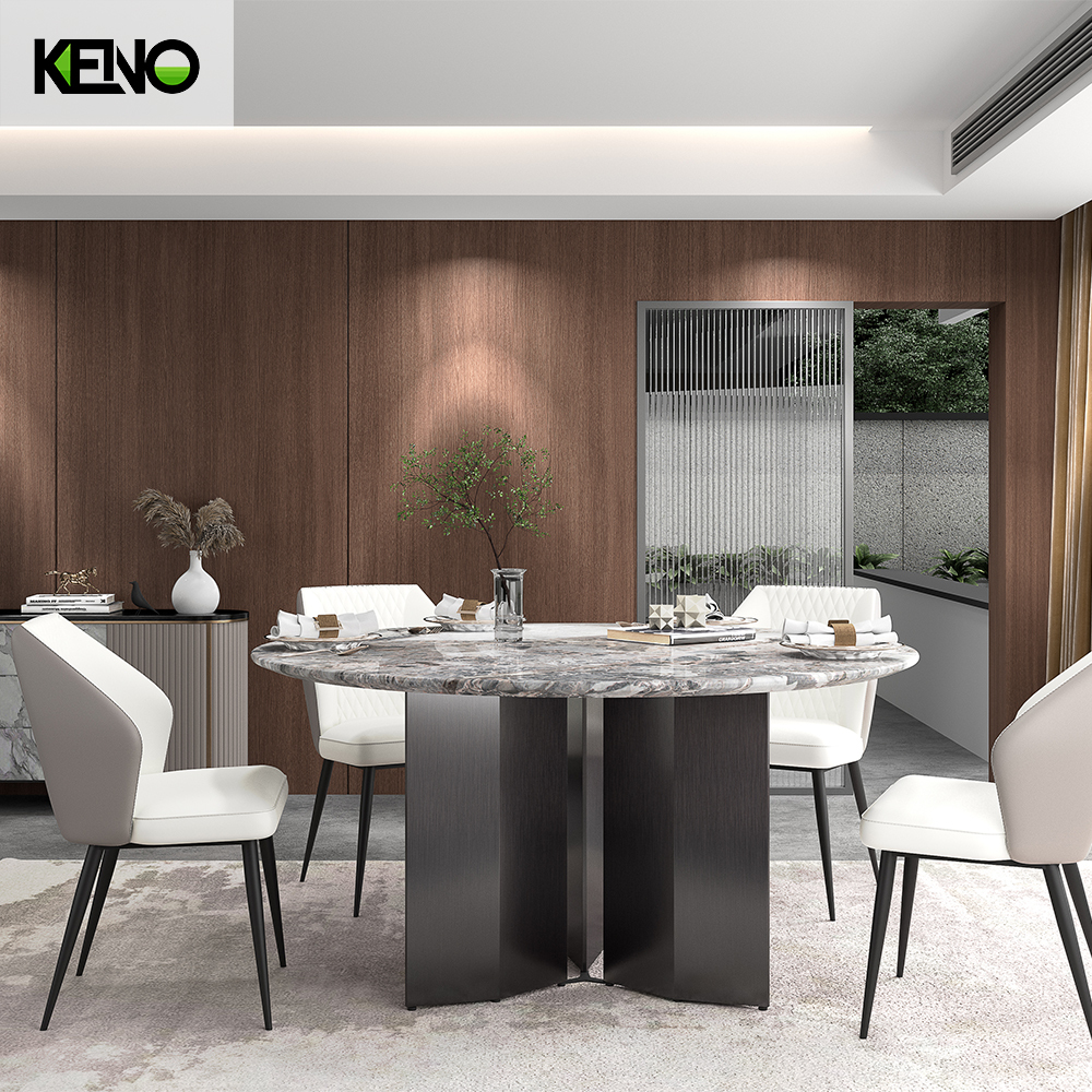 Luxury Silver Color Table leg Kitchen Furniture Dining Room Round Table and Chair