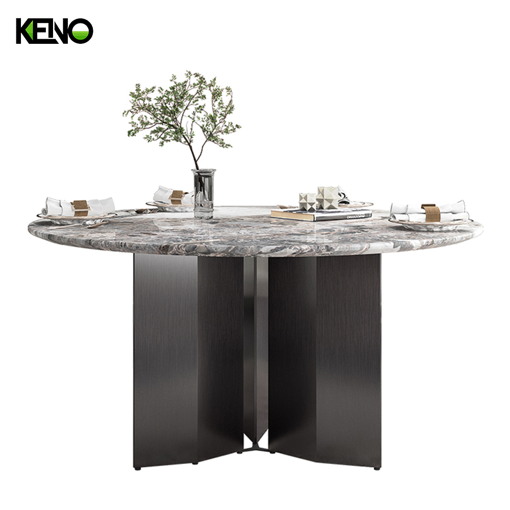 Luxury Silver Color Table leg Kitchen Furniture Dining Room Round Table and Chair