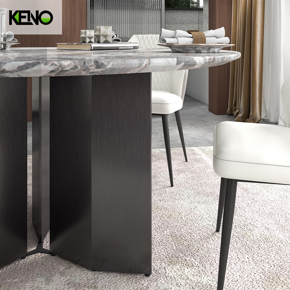Luxury Silver Color Table leg Kitchen Furniture Dining Room Round Table and Chair