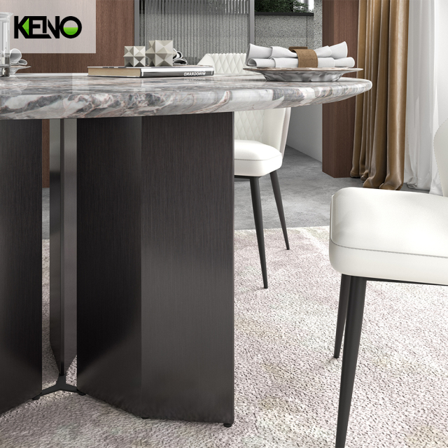 Luxury Silver Color Table leg Kitchen Furniture Dining Room Round Table and Chair