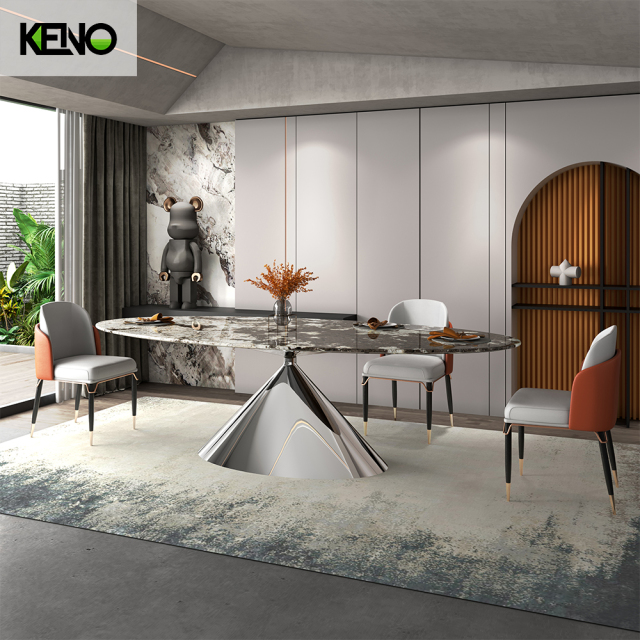 Luxury Table Silver Color Dining Room Leg