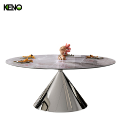Simple Style Silver Color Table Leg Dining Room Sintered Stone Dining Table