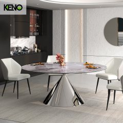 Simple Style Silver Color Table Leg Dining Room Sintered Stone Dining Table