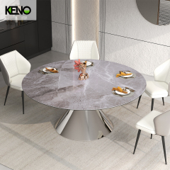 Simple Style Silver Color Table Leg Dining Room Sintered Stone Dining Table
