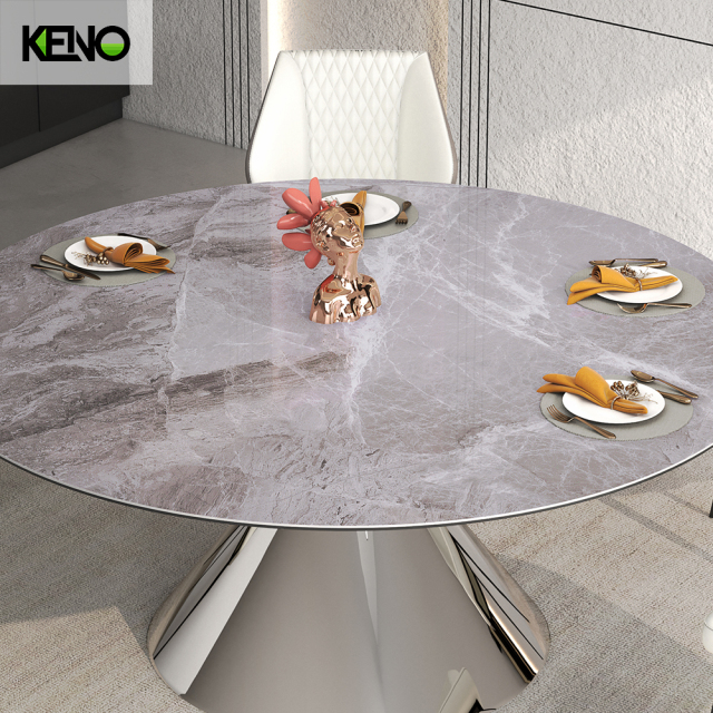 Simple Style Silver Color Table Leg Dining Room Sintered Stone Dining Table