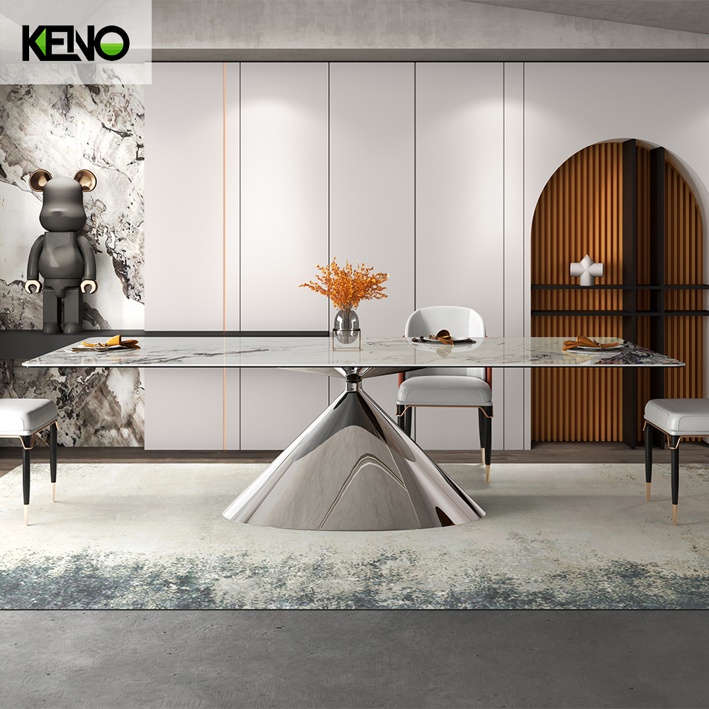 Luxury Silver Color Table leg Kitchen Furniture Dining Room Table and Chair