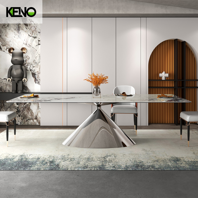 Luxury Silver Color Table leg Kitchen Furniture Dining Room Table and Chair