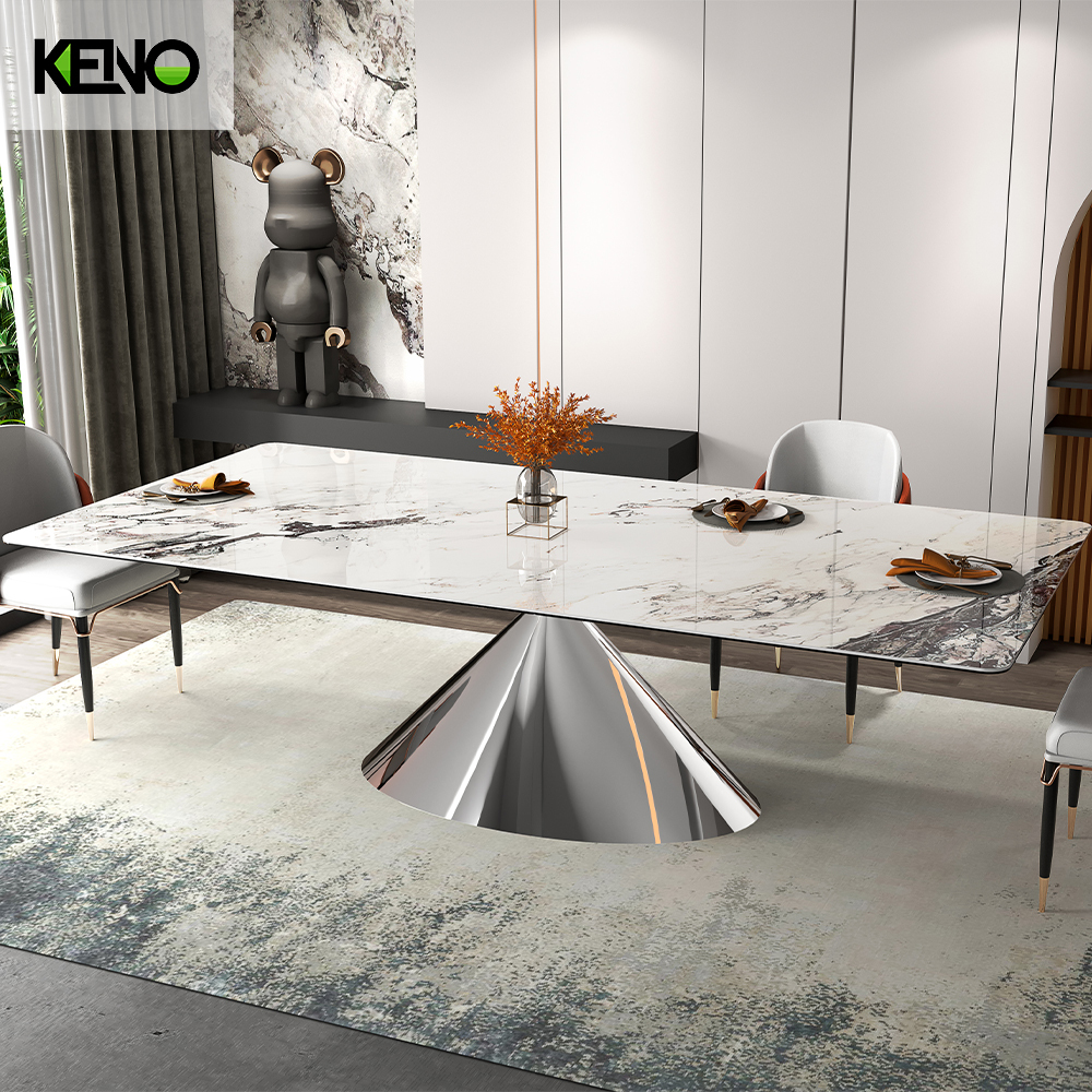 Luxury Silver Color Table leg Kitchen Furniture Dining Room Table and Chair