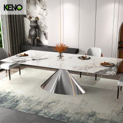 Luxury Silver Color Table leg Kitchen Furniture Dining Room Table and Chair