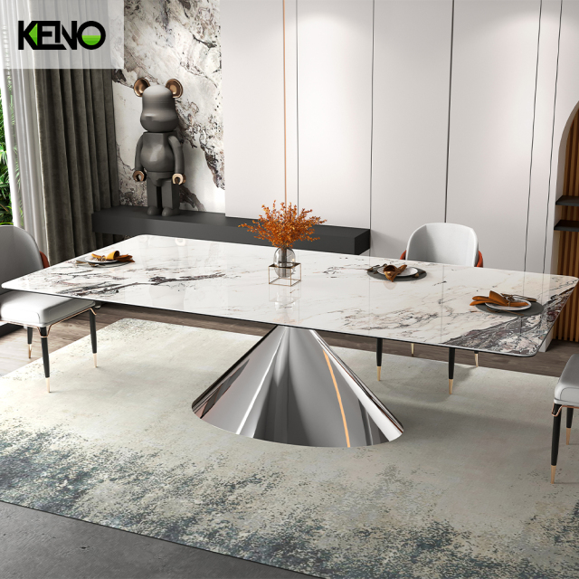 Luxury Silver Color Table leg Kitchen Furniture Dining Room Table and Chair