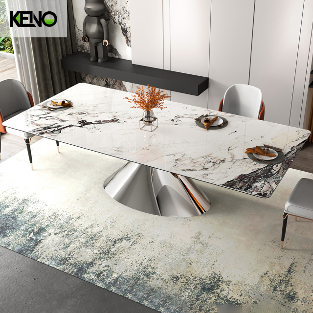 Luxury Silver Color Table leg Kitchen Furniture Dining Room Table and Chair