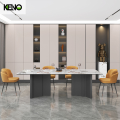 Black Sand Color Dining Room Marble Dining Table Leg