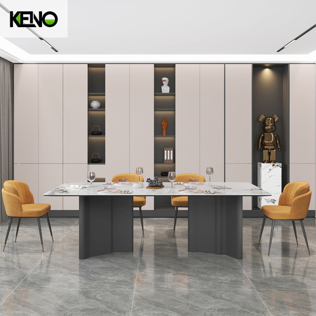 Black Sand Color Dining Room Marble Dining Table Leg