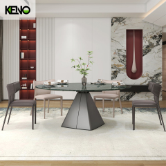 High Quality Dark Color Table Leg Kitchen Home Furniture Merble Dining Table and Chair