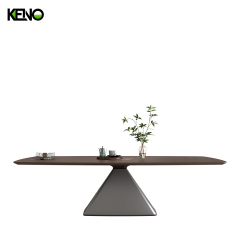 KENO Factory Home Furniture Rectangle Wood-grain Dining Table Set with Dining Chairs