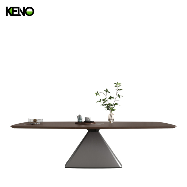 KENO Factory Home Furniture Rectangle Wood-grain Dining Table Set with Dining Chairs