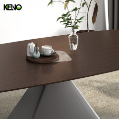 KENO Factory Home Furniture Rectangle Wood-grain Dining Table Set with Dining Chairs