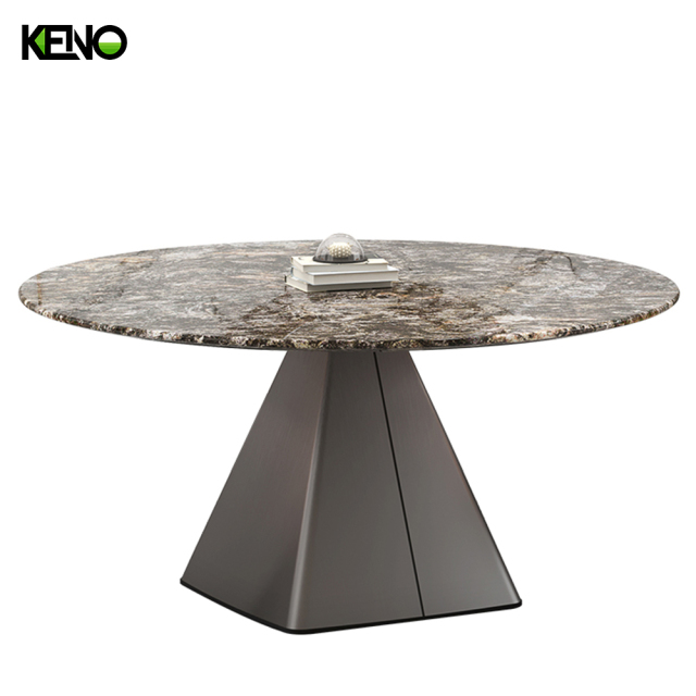Factory Wholesale  Dark Color Table Leg Kitchen Home Furniture Merble Dining Table and 6 Chairs