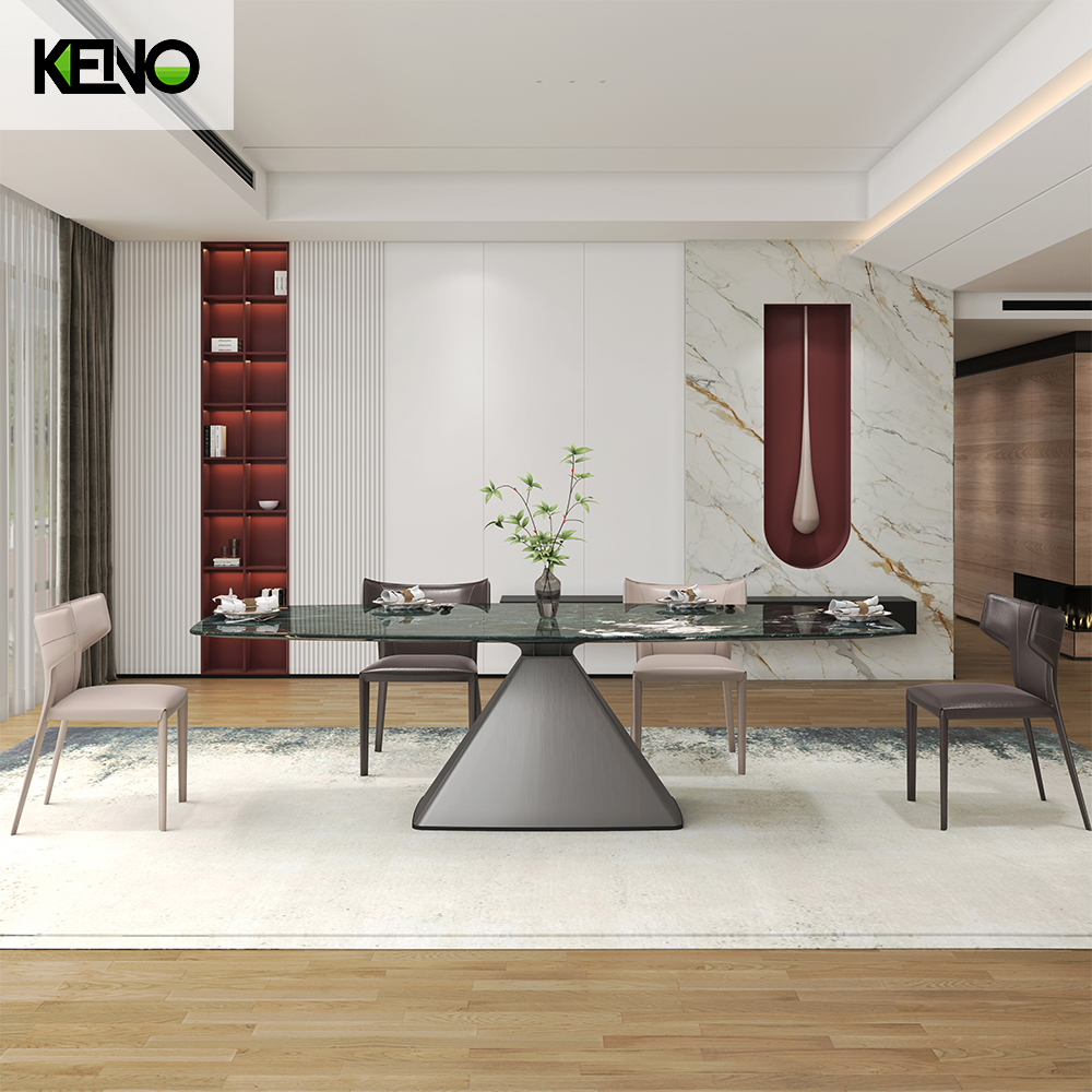 KENO Factory Home Furniture Rectangle Marble Dining Table Set with Dining Chairs