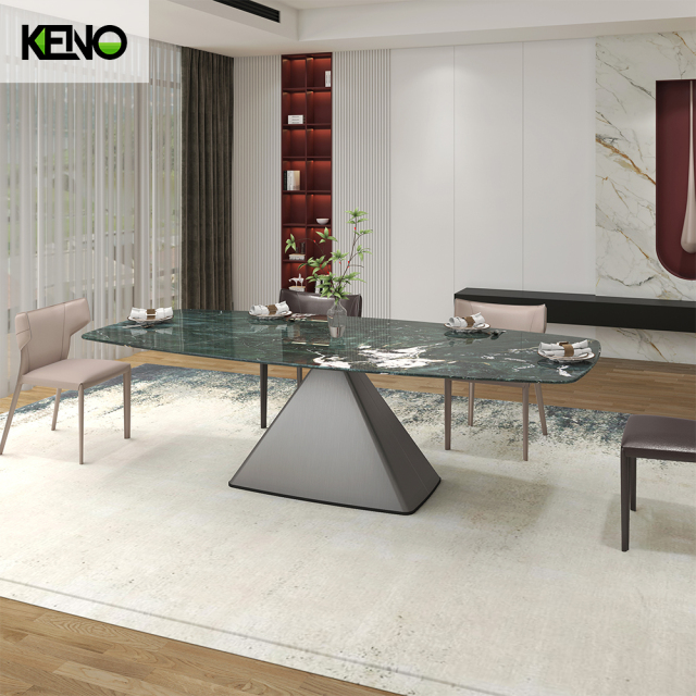 KENO Factory Home Furniture Rectangle Marble Dining Table Set with Dining Chairs