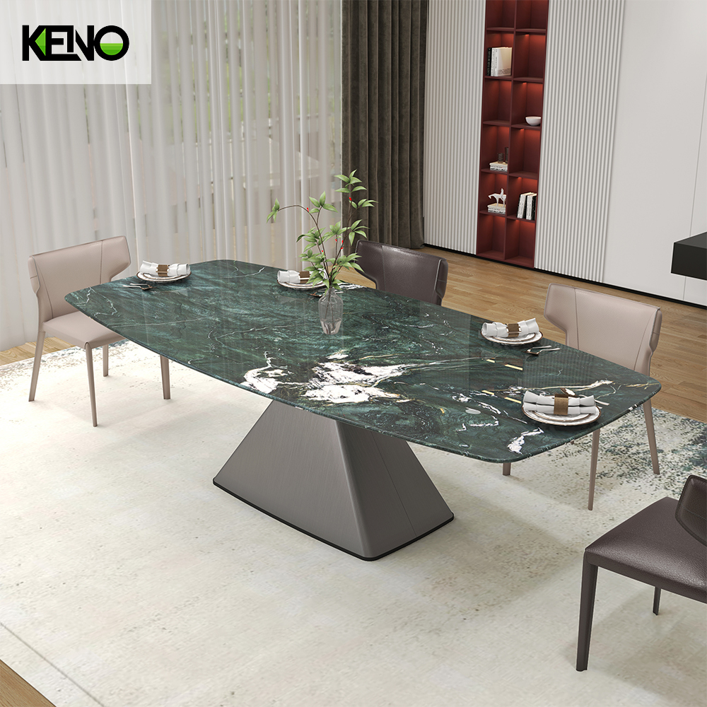 KENO Factory Home Furniture Rectangle Marble Dining Table Set with Dining Chairs