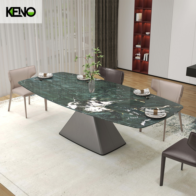 KENO Factory Home Furniture Rectangle Marble Dining Table Set with Dining Chairs