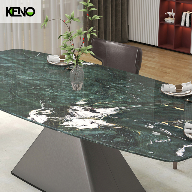 KENO Factory Home Furniture Rectangle Marble Dining Table Set with Dining Chairs