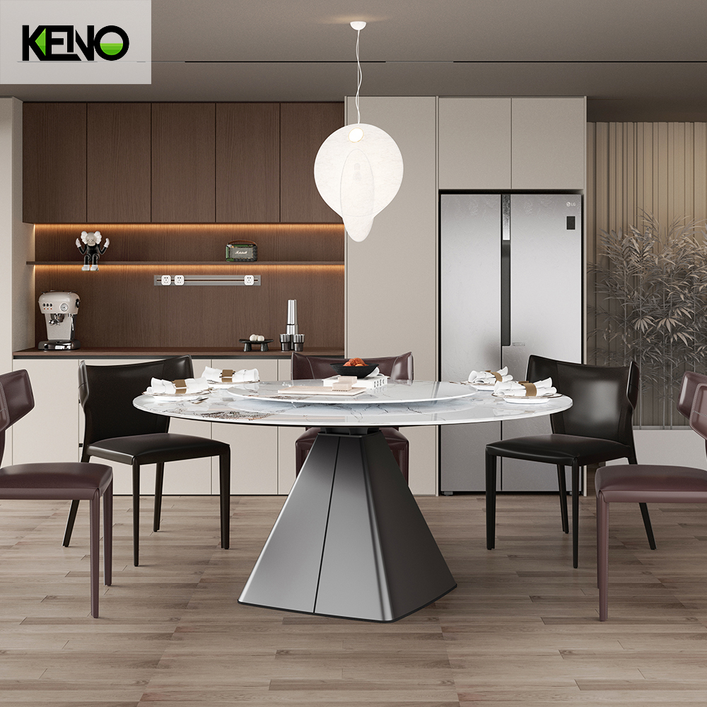 KENO Factory Home Furniture Elegant Slate Dining Table Set with Dining Chairs