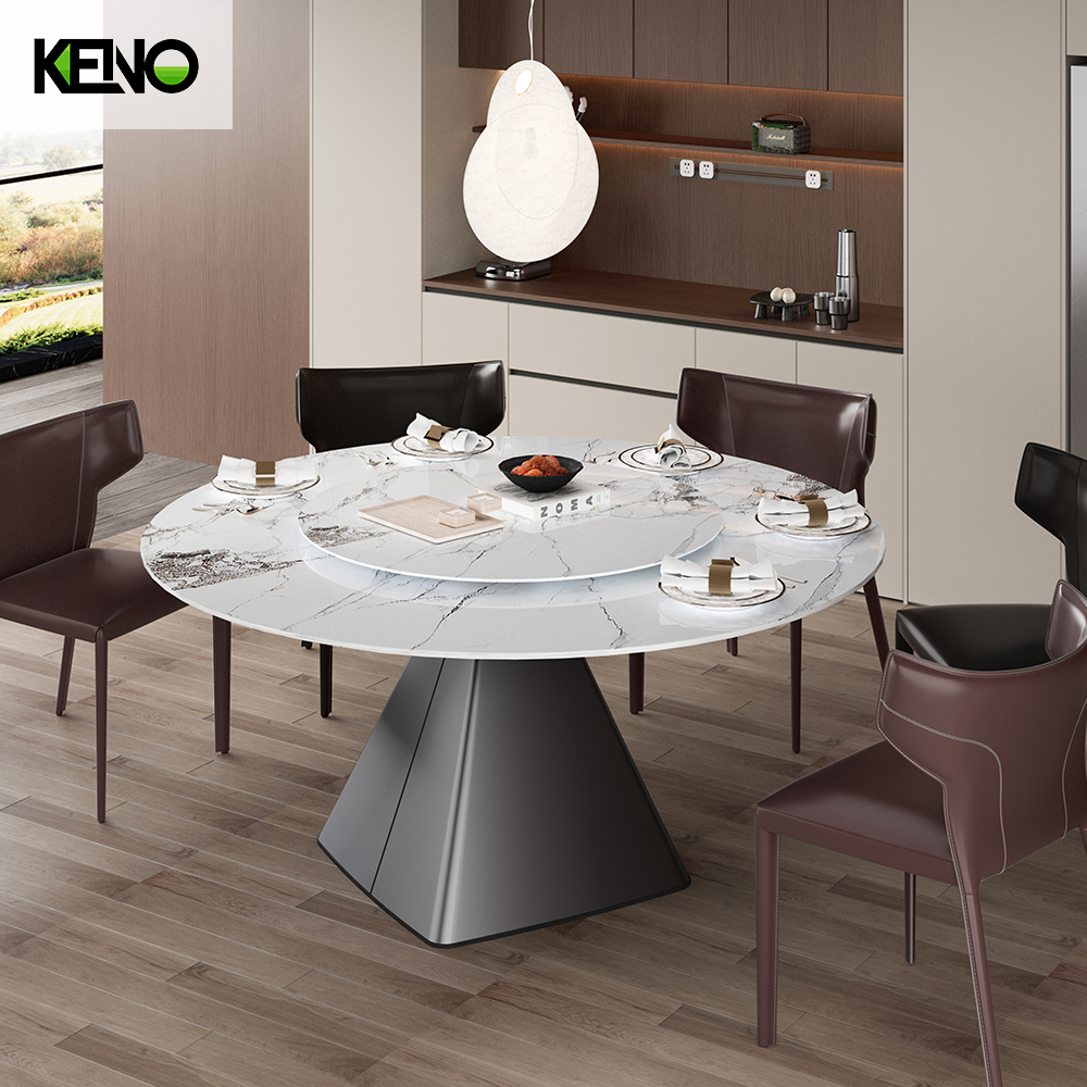 KENO Factory Home Furniture Elegant Slate Dining Table Set with Dining Chairs