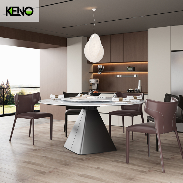 KENO Factory Home Furniture Elegant Slate Dining Table Set with Dining Chairs