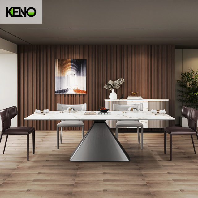 KENO Factory 1004B-3 Home Furniture Rectangle Wood-grain Dining Table Set with Dining Chairs