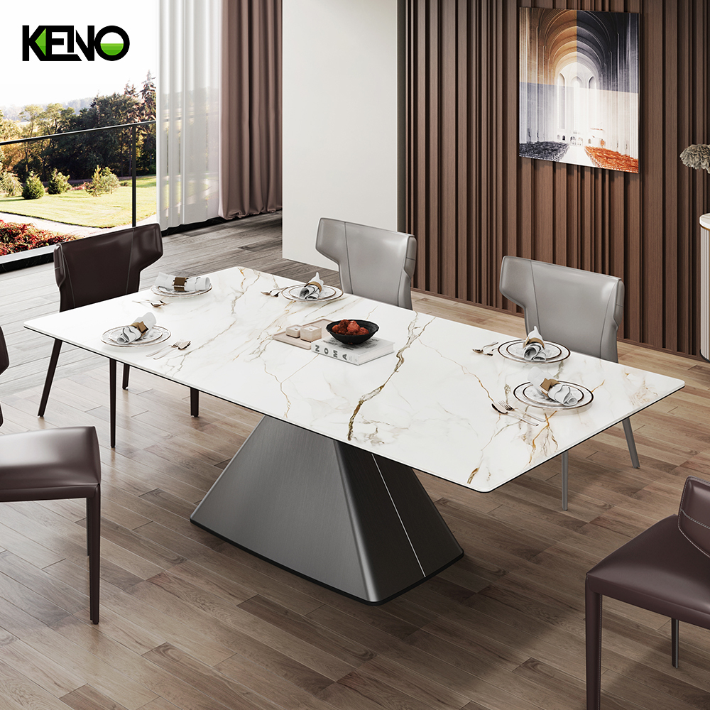 KENO Factory 1004B-3 Home Furniture Rectangle Wood-grain Dining Table Set with Dining Chairs