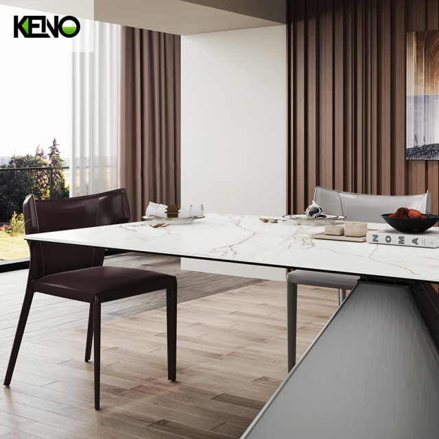 KENO Factory 1004B-3 Home Furniture Rectangle Wood-grain Dining Table Set with Dining Chairs