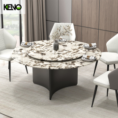 Luxury Living Room Round Turntable Marble Dining Table Set with Dining Chairs
