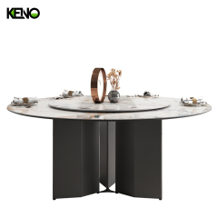 KENO Light Luxury Cozy Romantic Round Turntable Slate Dining Table with Domestic Use