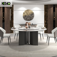 KENO Light Luxury Cozy Romantic Round Turntable Slate Dining Table with Domestic Use
