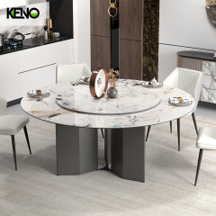 KENO Light Luxury Cozy Romantic Round Turntable Slate Dining Table with Domestic Use