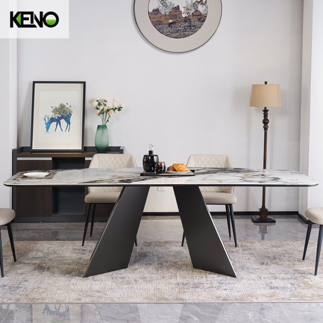 Patek Philippe High-end Luxury Goods Rectangle Sintered Stone Dining Table with 6 Dinner Chairs