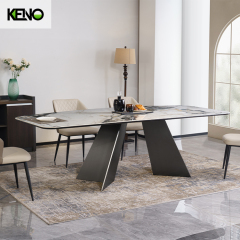 Patek Philippe High-end Luxury Goods Rectangle Sintered Stone Dining Table with 6 Dinner Chairs