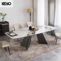 Patek Philippe High-end Luxury Goods Rectangle Sintered Stone Dining Table with 6 Dinner Chairs