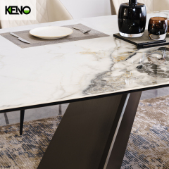 Patek Philippe High-end Luxury Goods Rectangle Sintered Stone Dining Table with 6 Dinner Chairs