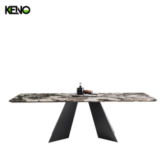 Factory Wholesale high-end Luxury Goods Rectangle Marble Dining Table with 6 Dinner Chairs