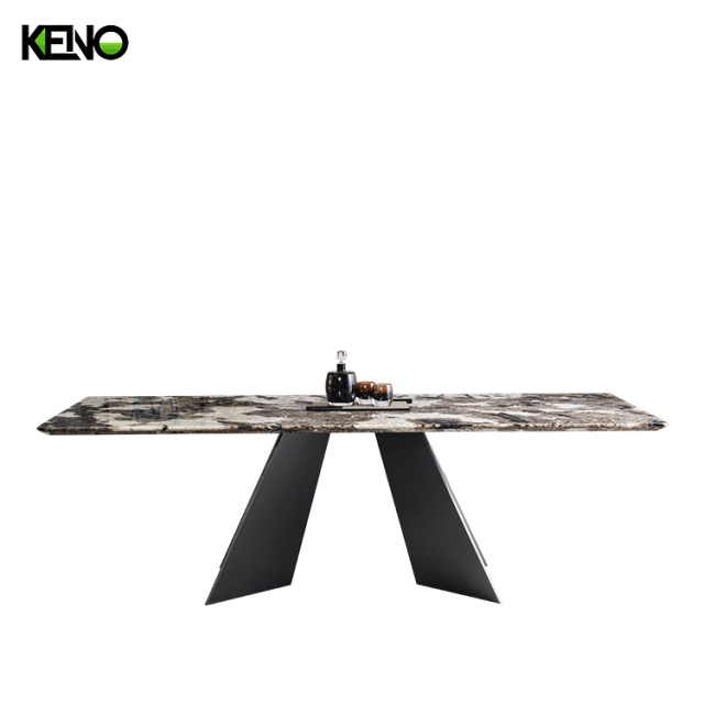 Factory Wholesale high-end Luxury Goods Rectangle Marble Dining Table with 6 Dinner Chairs