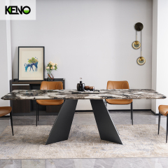 Factory Wholesale high-end Luxury Goods Rectangle Marble Dining Table with 6 Dinner Chairs