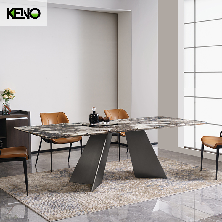 Factory Wholesale high-end Luxury Goods Rectangle Marble Dining Table with 6 Dinner Chairs