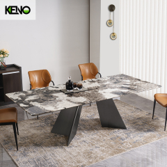 Factory Wholesale high-end Luxury Goods Rectangle Marble Dining Table with 6 Dinner Chairs